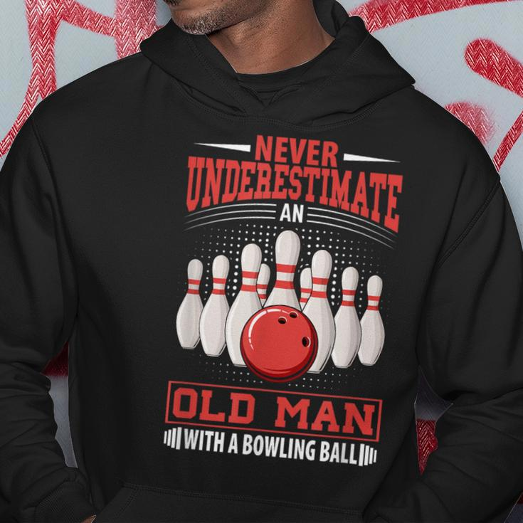 Bowling Never Underestimate Old Man Bowling Ball Bowler Hoodie Funny Gifts