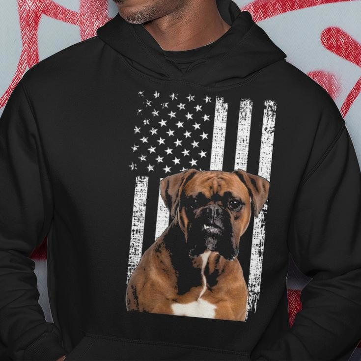 Boxer Dog American Flag Boxer Dad With Us Flag Hoodie Unique Gifts