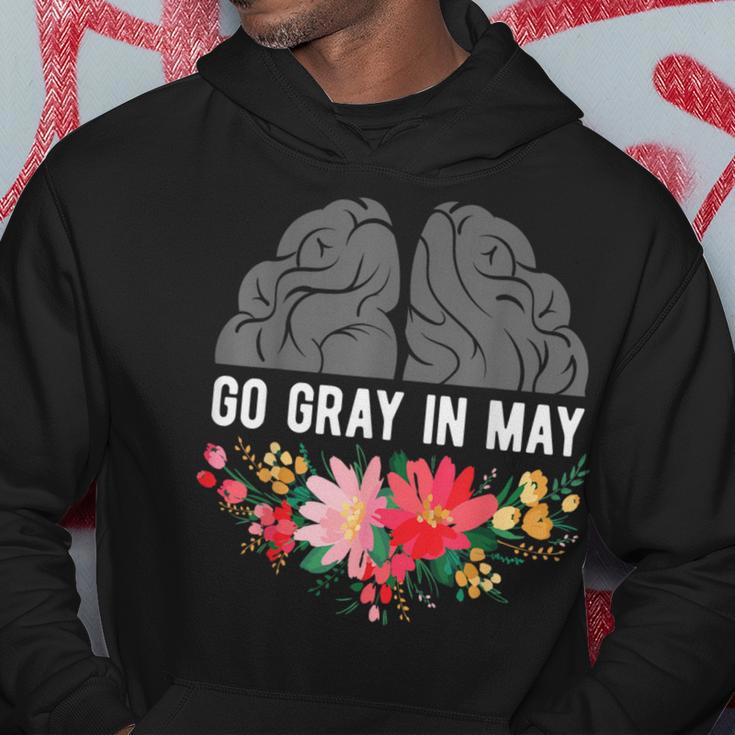 Brain Cancer Tumor Awareness Go Gray In May Flowers Hoodie Unique Gifts