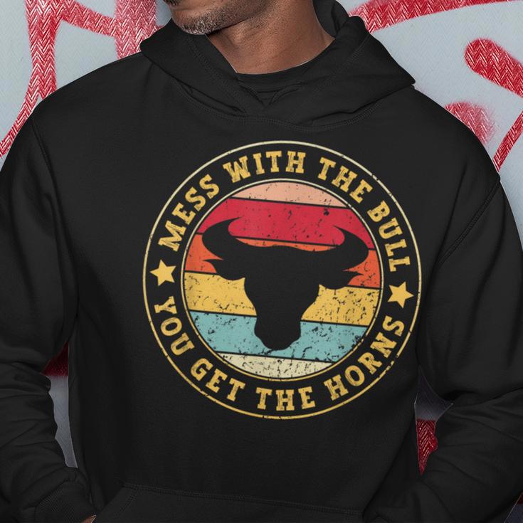 Bull Rider Cowboys Mess With The Bull You'll Get The Horns Hoodie Unique Gifts