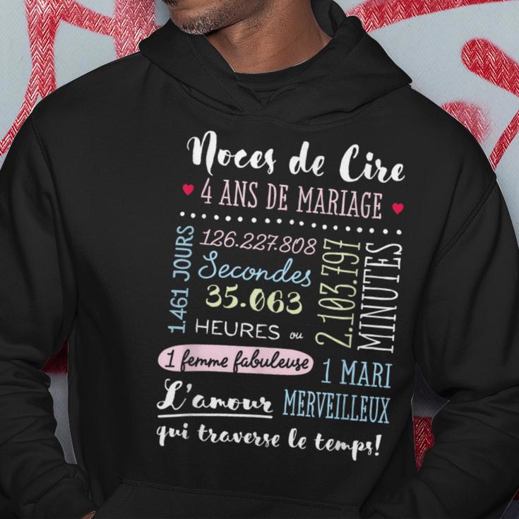 Sweat à Capuche 4 Ans De Mariage - Cadeau Anniversaire De Mariage - Design "Niveau 4 Débloqué"
