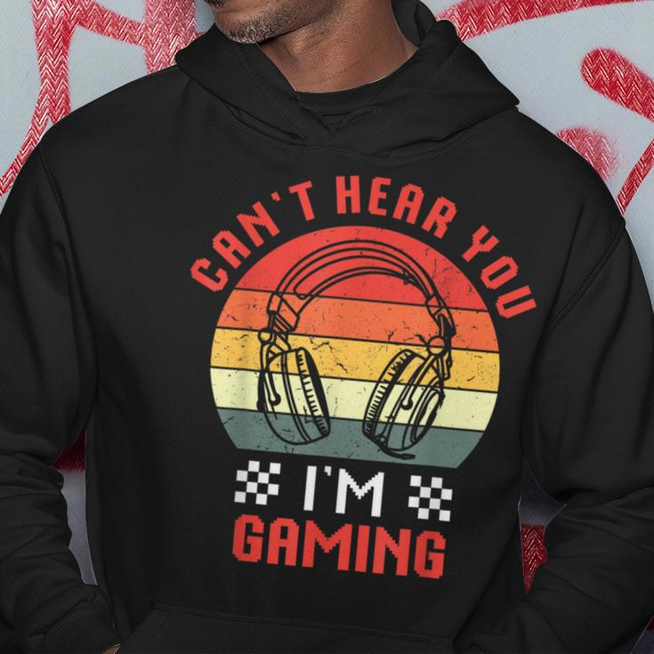 Can't Hear You I'm Gaming Humor Quote Vintage Sunset Hoodie Unique Gifts