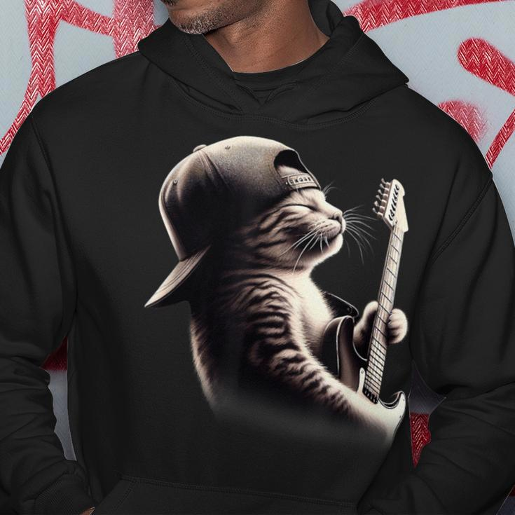 Cat Playing Guitar Rock Music Guitar Cat Hoodie Unique Gifts