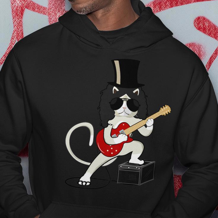 Cat Playing Guitar Heavy Metal Rock Guitarists Lover Hoodie Unique Gifts