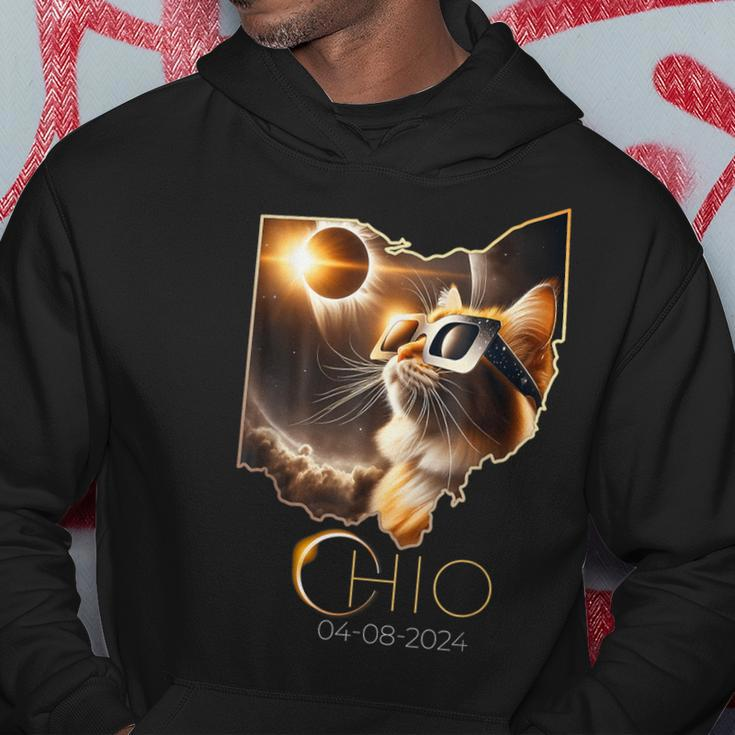 Cat Sun Solar Eclipse 2024 Totality State Ohio Hoodie Unique Gifts