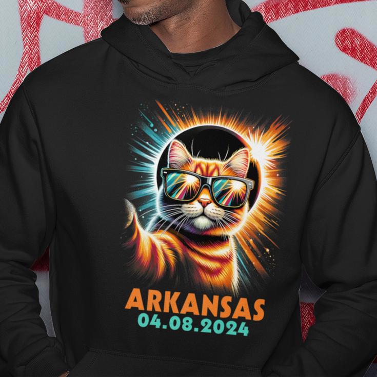 Cat Taking A Selfie Total Solar Eclipse 2024 Arkansas Hoodie Unique Gifts