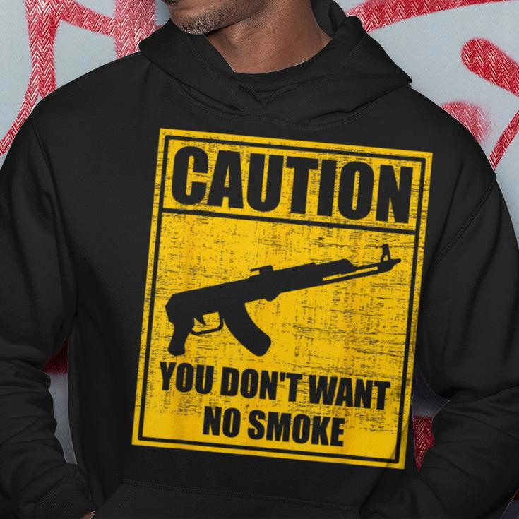 Caution You Don't Want No Smoke Mini Draco Ak-47 Rifle Gun Hoodie Unique Gifts
