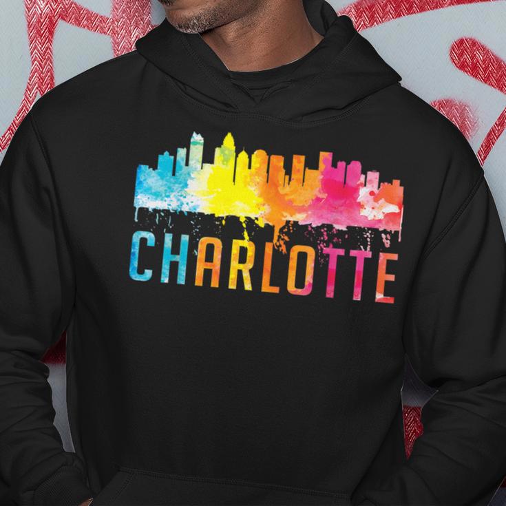 Charlotte North Carolina Watercolor Skyline Souvenir Hoodie Unique Gifts