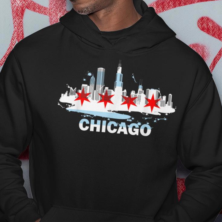 Chicago City Flag Downtown Skyline Chicago Skyline Hoodie Unique Gifts