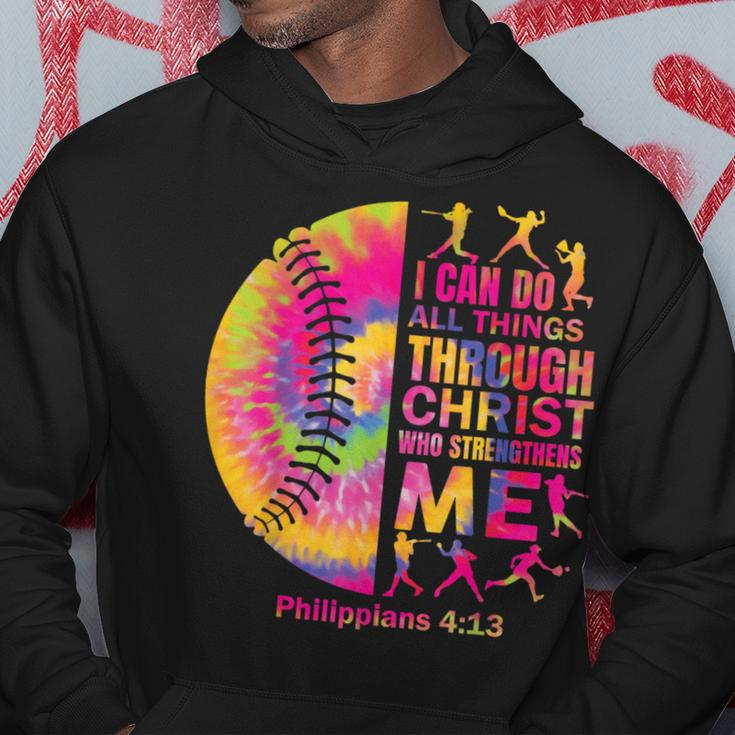 Christian Softball I Can Do All Things Religious Girls Women Hoodie Unique Gifts