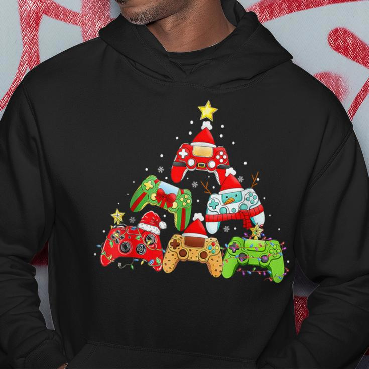 Christmas Gamer Tree Santa Hat Lights Video Game Boys Ns Hoodie Funny Gifts