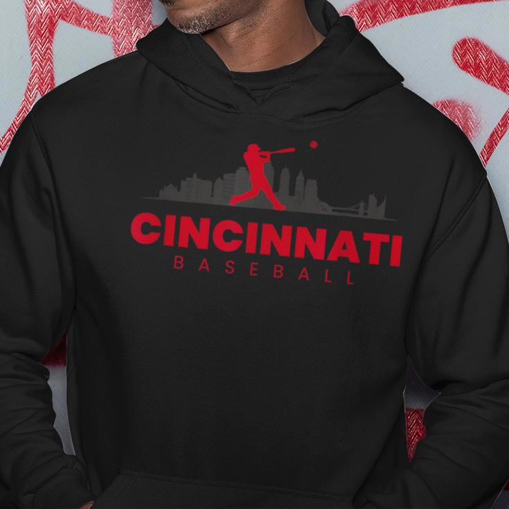 Cincinnati Baseball Minimalist City Skyline Baseball Lover Hoodie Unique Gifts