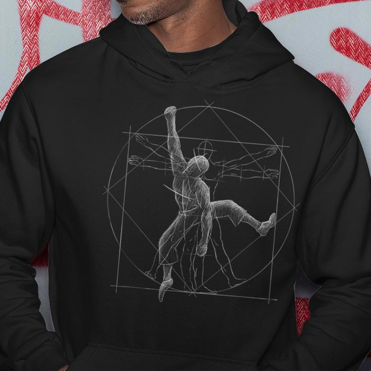Climb On Vitruvian Man Inspired Drawing Bouldering Climber Hoodie Funny Gifts