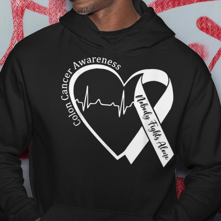 Colon Cancer Awareness Support Family Matching Blue Ribbon Hoodie Funny Gifts