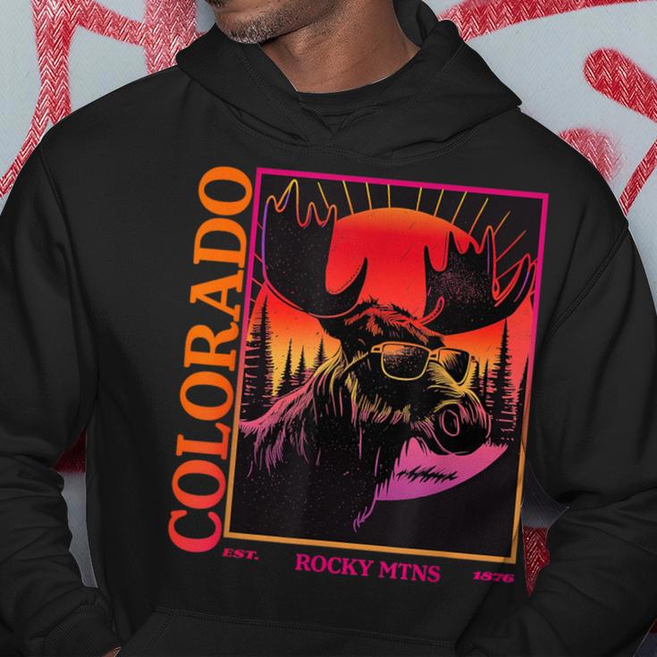 Colorado Mountain Moose Retro Vintage 80S Elk Colorado Hoodie Unique Gifts