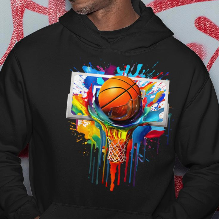 Colorful Basketball Tie Dye Color Splash Hoop Net Slam Dunk Hoodie Unique Gifts
