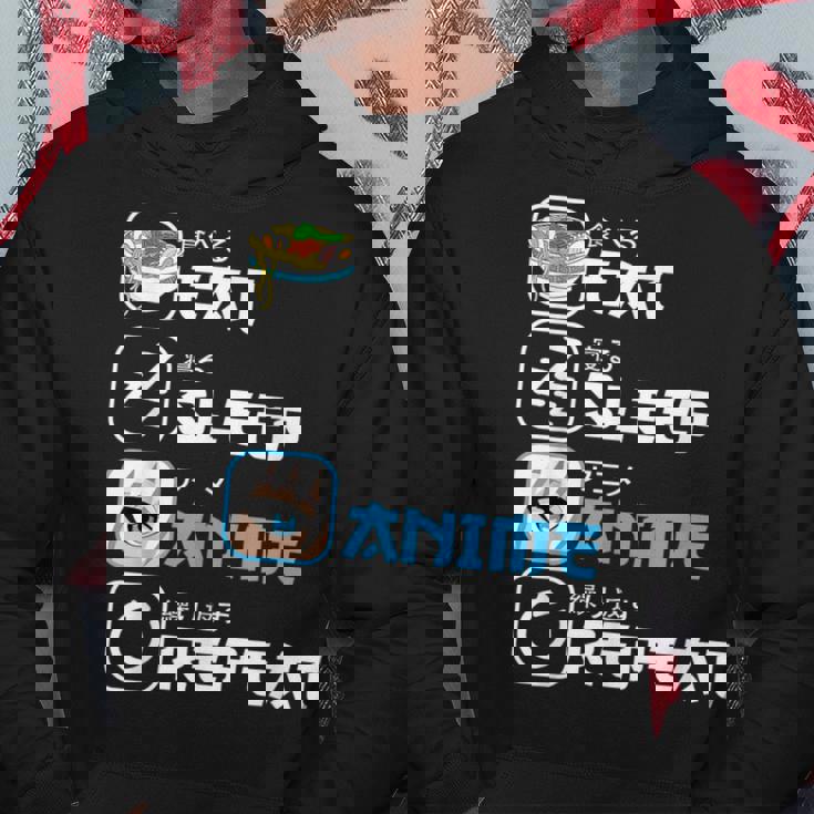 Comer Dormir Anime Repetir Manga Otaku Divertido Japonés Anime Sudadera Regalos divertidos