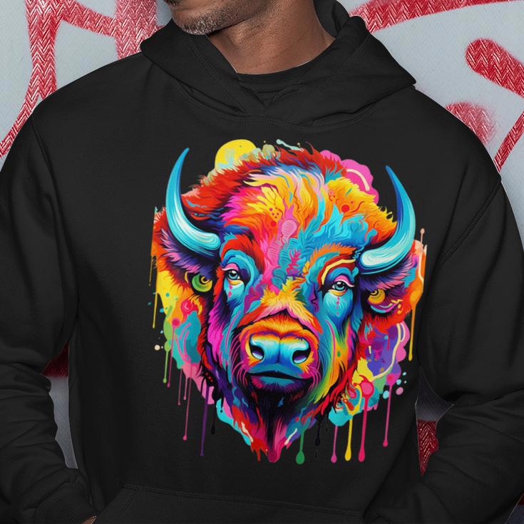 Cooles Bison-Kopf- Mit Hellen Farben Hoodie Lustige Geschenke