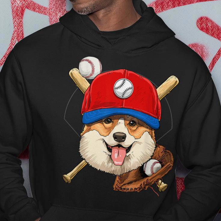 Corgi Baseball Dog Lovers Baseball Player Hoodie Unique Gifts