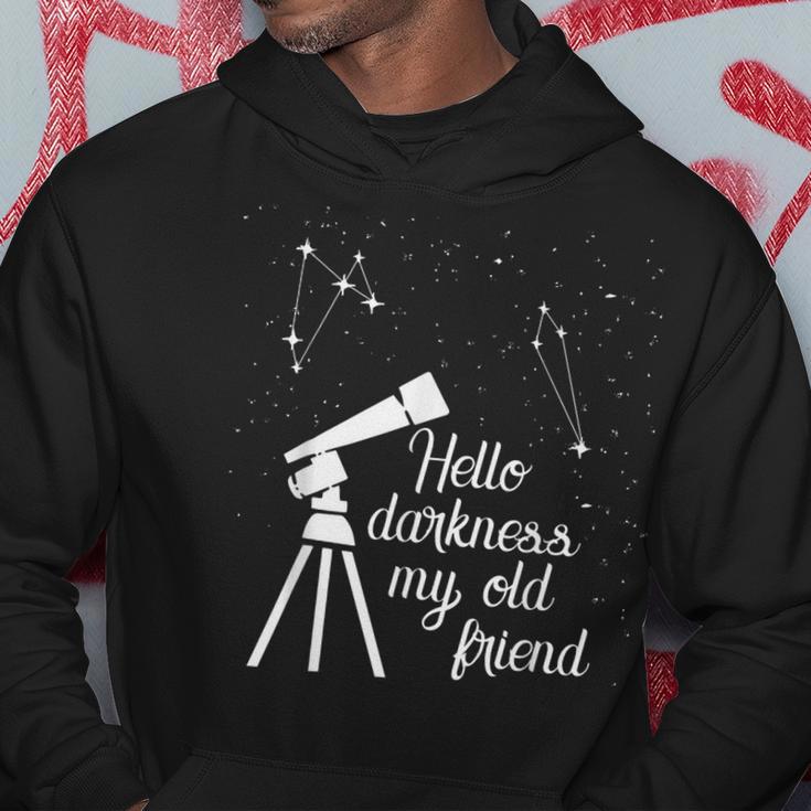 Cosmology Hello Darkness My Old Friend Astronomer Telescope Hoodie Unique Gifts