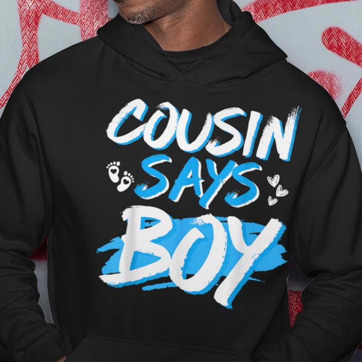 Cousin Says Boy Gender Reveal Baby Shower Party Matching Hoodie Funny Gifts