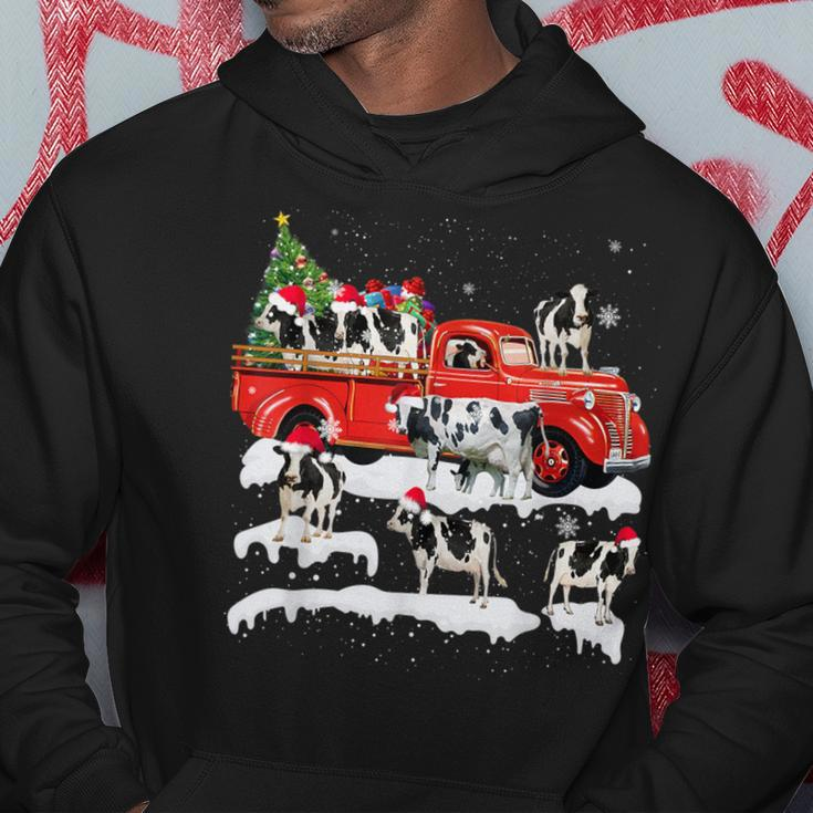 Cow Riding Red Truck Merry Christmas Farmer X-Mas Ugly Hoodie Unique Gifts