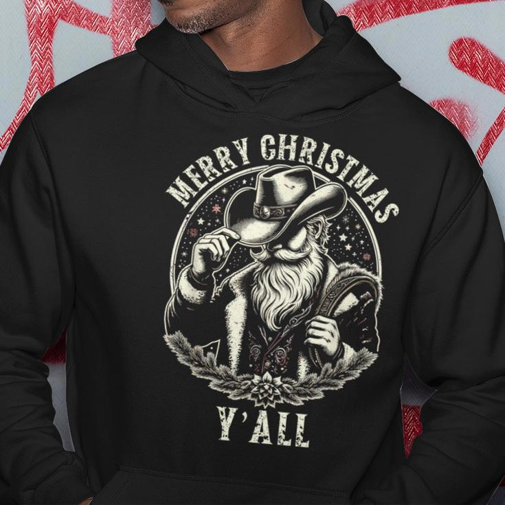 Cowboy Santa Claus Merry Christmas Y'all Western Country Hoodie Unique Gifts