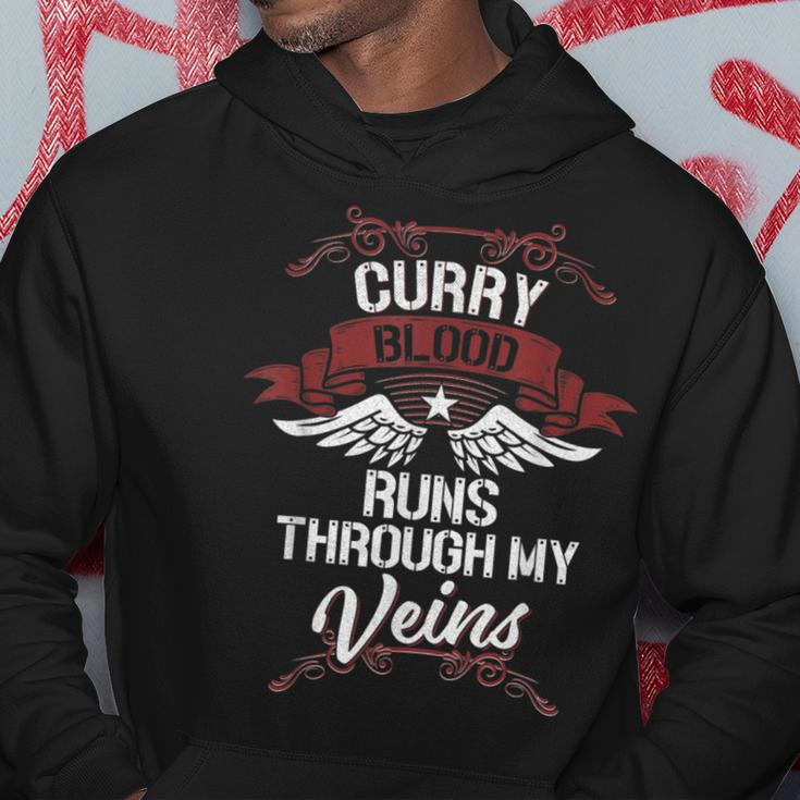 Curry Blood Runs Through My Veins Last Name Family Hoodie Funny Gifts