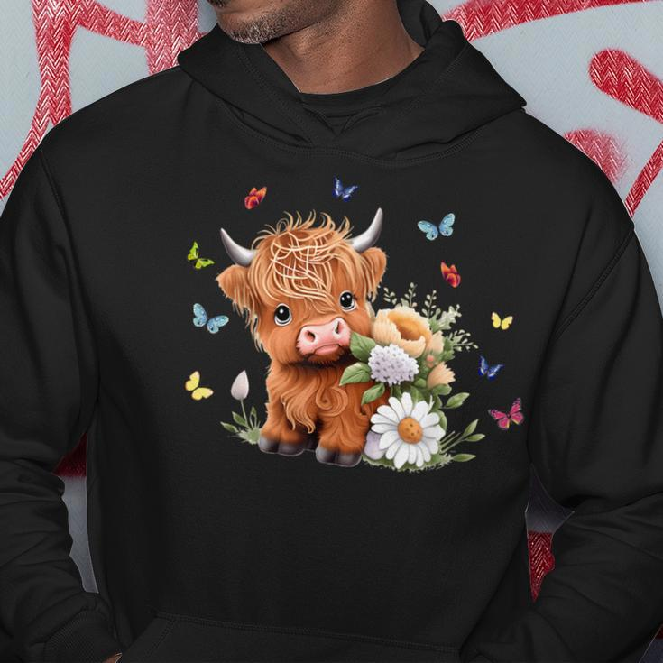 Cute Baby Highland Cow With Flowers Calf Animal Spring Hoodie Unique Gifts
