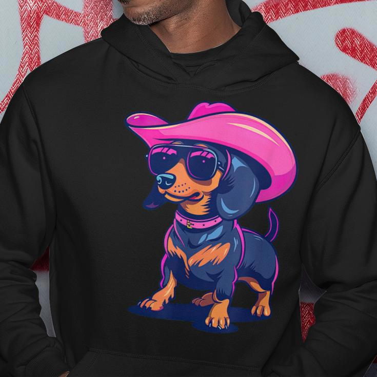 Cute Dachshund Pink Cowboy Hat Wiener Sausage Dog Puppy Hoodie Unique Gifts
