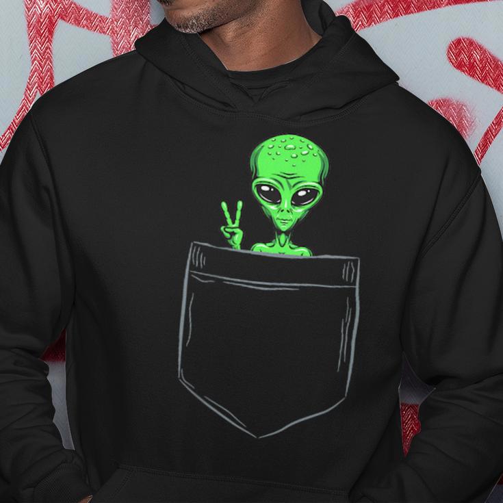 Cute Little Alien In Pocket Vintage Universe Ufo Idea Hoodie Unique Gifts