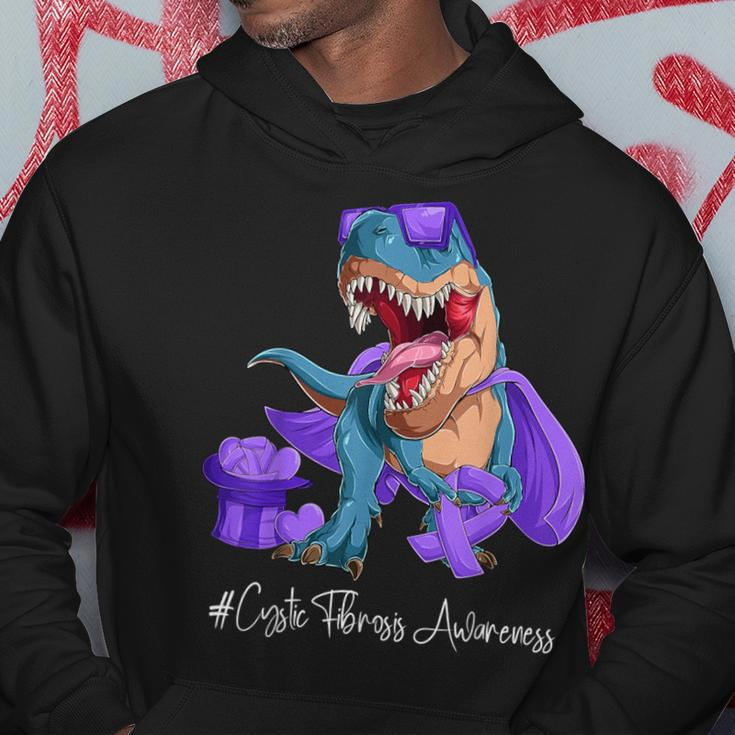 Cystic Fibrosis Awareness Month Purple Ribbon Trex Hoodie Personalized Gifts