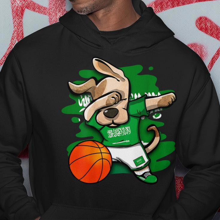Dabbing Dog Saudi Arabia Basketball Fans Jersey Flag Sport Hoodie Unique Gifts