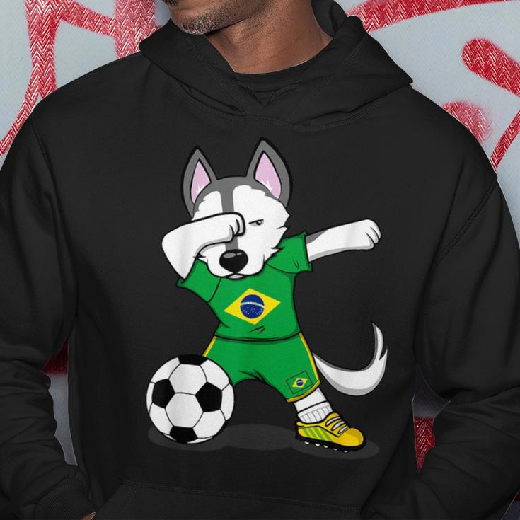 Dabbing Husky Brazil Football Fans Jersey Brazilian Soccer Hoodie Unique Gifts