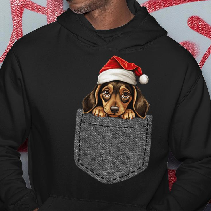 Dachshund Pocket Dog Christmas Black Hoodie Lustige Geschenke