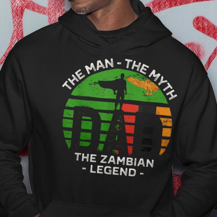Dad The Man The Myth The Zambian Legend Zambia Vintage Flag Hoodie Unique Gifts