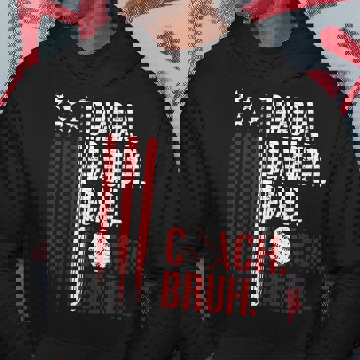 Dada Daddy Dad Bruh American Flag Baseball Coach Fathers Day Hoodie Funny Gifts