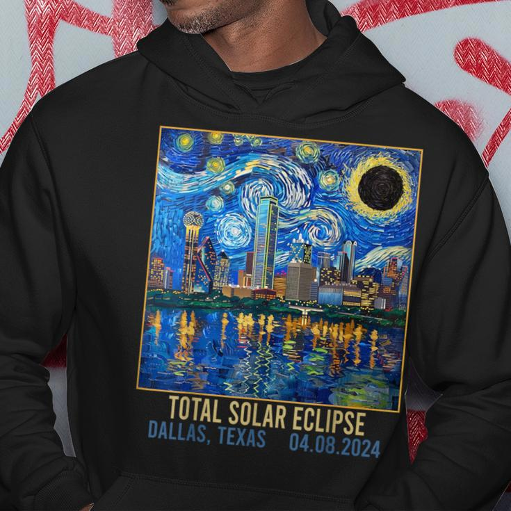 Dallas Texas Skyline Artistic Total Solar Eclipse 2024 Hoodie Unique Gifts