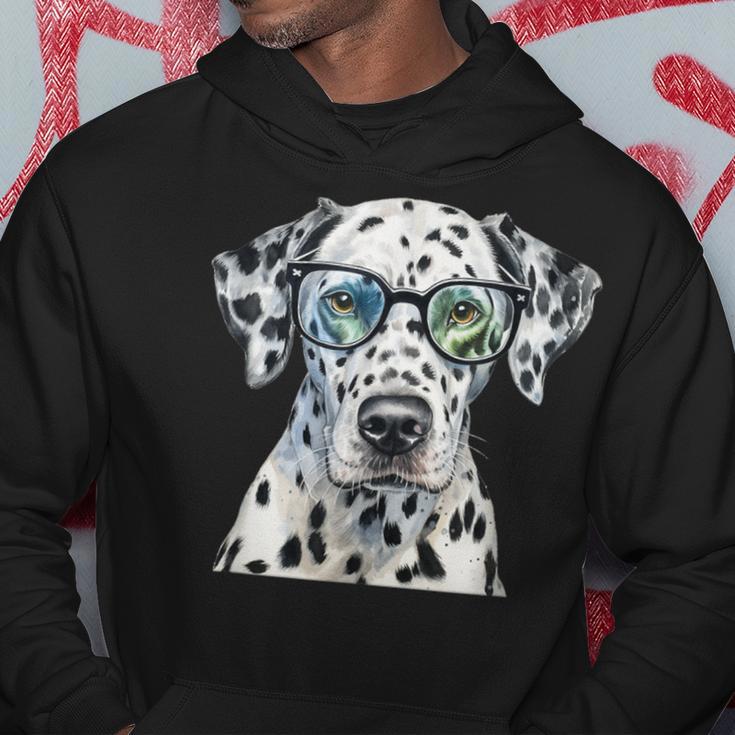 Dalmatian Watercolor Dog Wearing Glasses Hoodie Unique Gifts