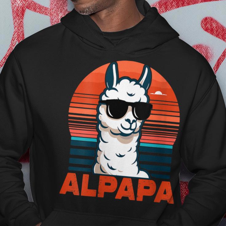 Damen Alpapaatertag Bester Papa Alpaka Alpapa Mit Sonnenbrille Mit-Ausschnitt Kapuzenpullover Lustige Geschenke