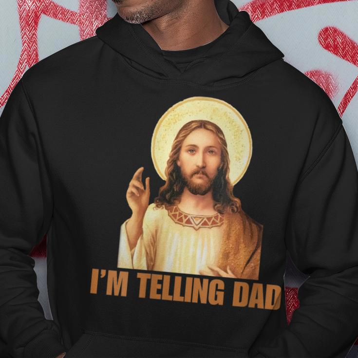 Damen Lustiges „Ich Erzähle Papa“ Lustiges Religiöses Christliches Jesus-Meme Mit-Ausschnitt Kapuzenpullover Lustige Geschenke