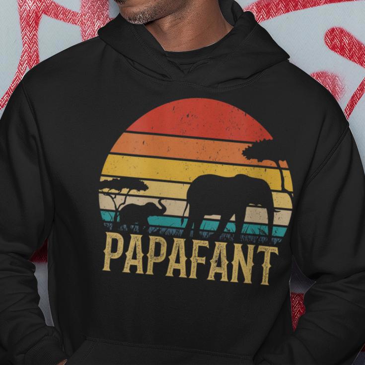 Damen Papafant Papa Elefant Retrointage Sunsetatertag Savanne Mit-Ausschnitt Kapuzenpullover Lustige Geschenke