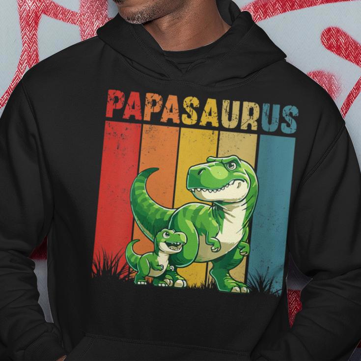 Damen Papasaurusatertag Bester Papa T-Rex Papa Mit-Ausschnitt Kapuzenpullover Lustige Geschenke