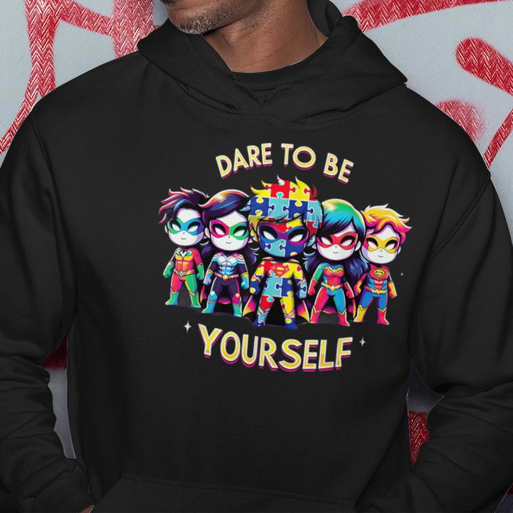 Dare To Be Yourself Autism Awareness Superheroes Hoodie Funny Gifts
