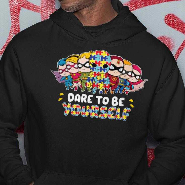 Dare To Be Yourself Autism Awareness Superheroes Hoodie Unique Gifts