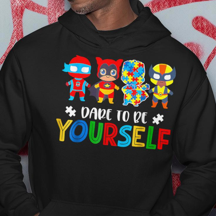 Dare To Be Yourself Autism Awareness Superheroes Hoodie Unique Gifts