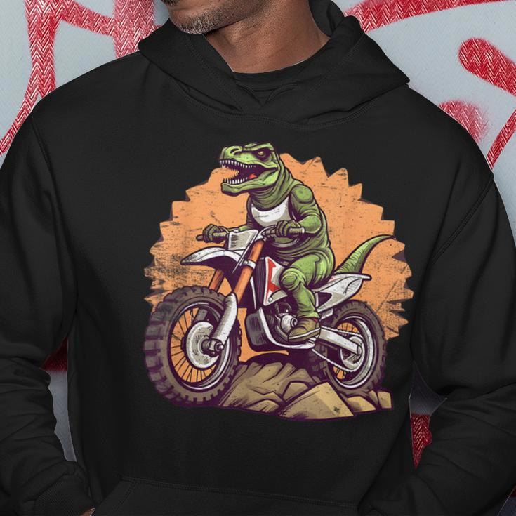 Dinosaur On Dirt Bike T-Rex Motorcycle Riding Hoodie Unique Gifts