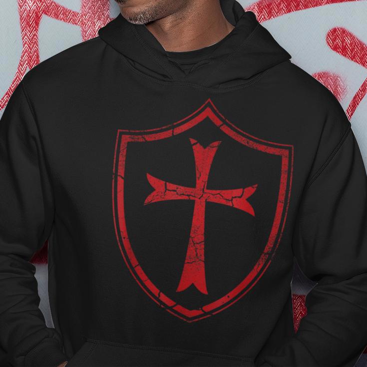 Distressed Knights Templar Cross And Shield Crusader Hoodie Unique Gifts