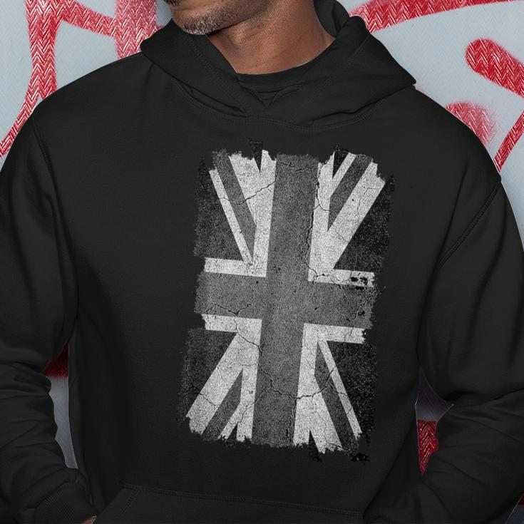 Distressed Union Jack Uk Flag In Black And White Vintage Hoodie Unique Gifts
