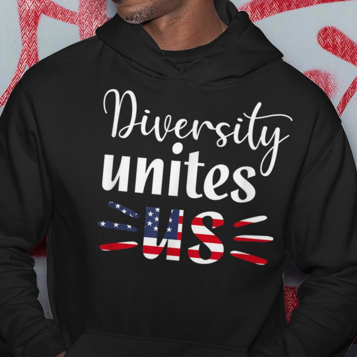 Diversity Unites Us Patriotic American Flag Anti-Racism Hoodie Unique Gifts